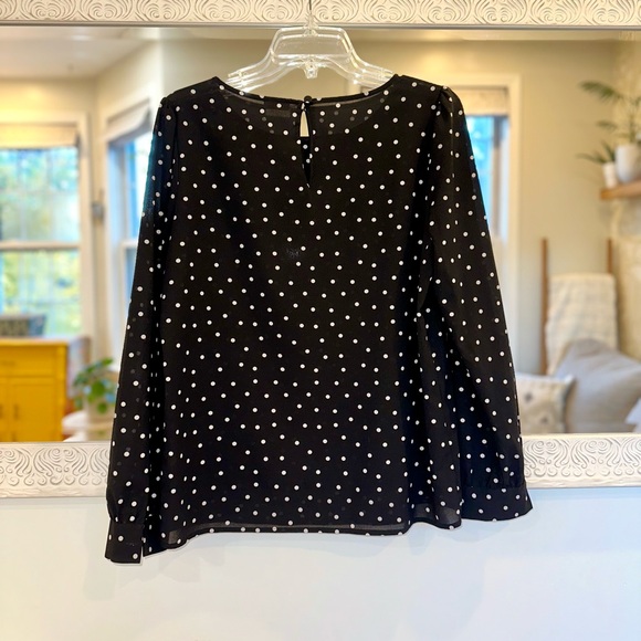 J. Crew Long Sleeve Polka Dot Black & White Blouse Top S - Picture 4 of 8